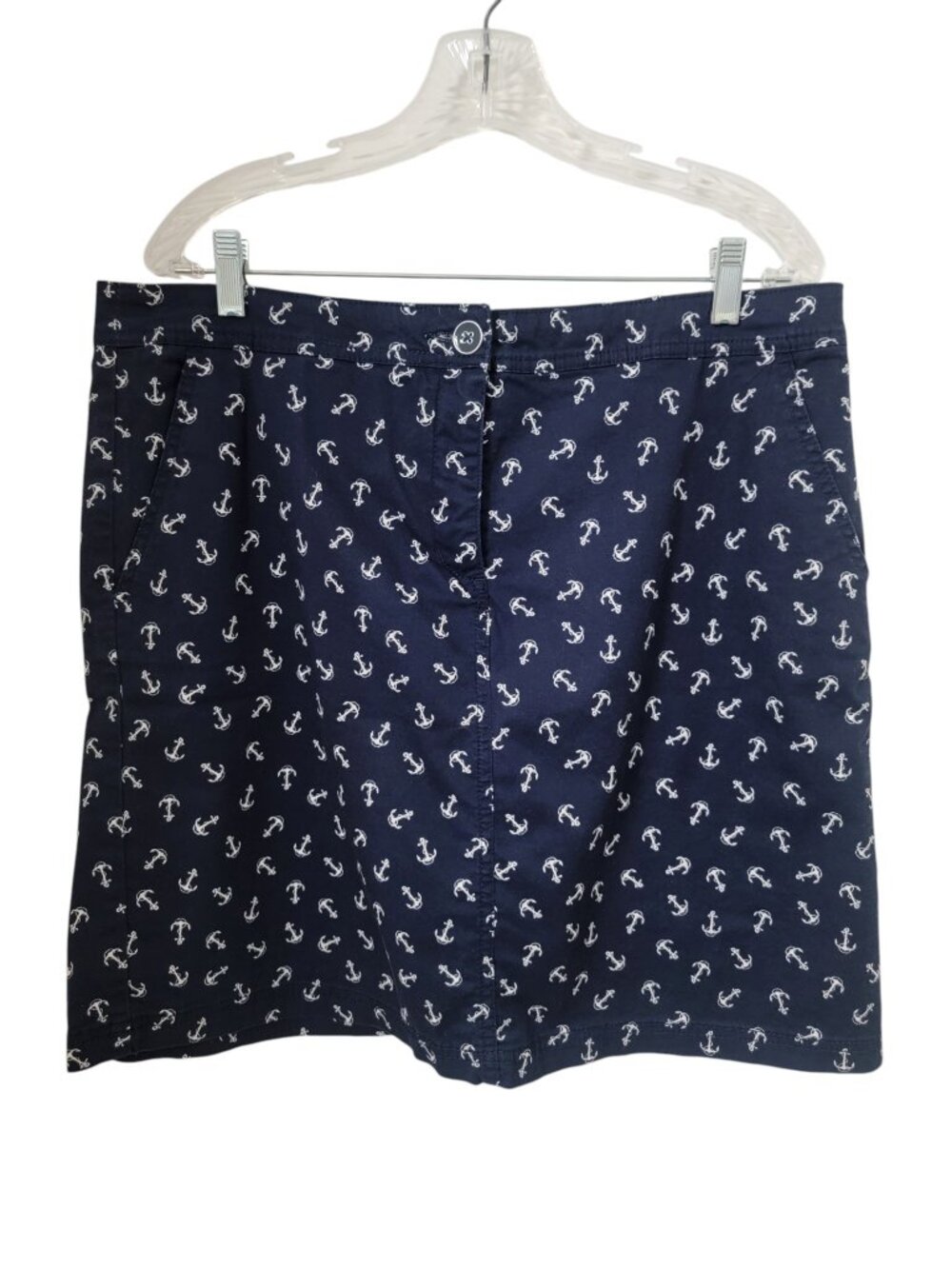 Karen Scott Size 14 Navy Blue with White Anchor Nautical Pattern Skort